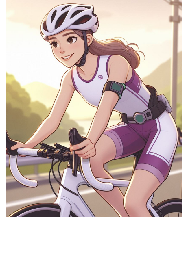 girl cartoon riding road bike